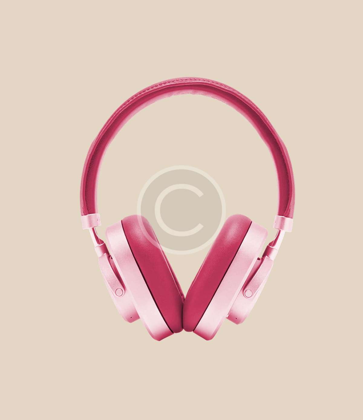 White and tan over-ear headphones - Image 2